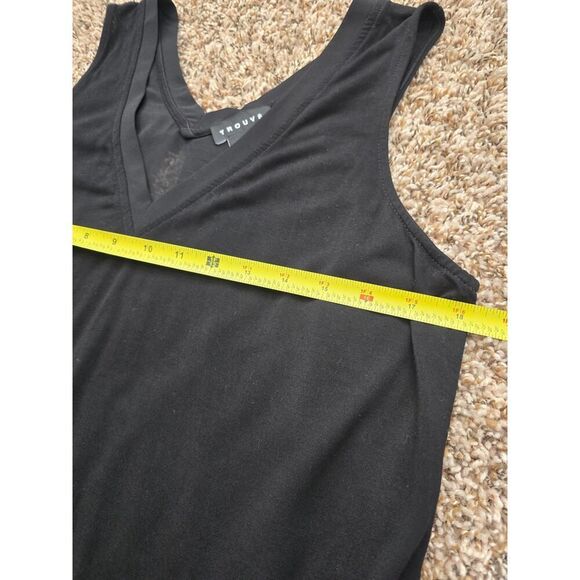 Trouvé Black Sleeveless V Neck Tank Top Sheer Hem Layered Size L Essentials - Picture 6 of 7